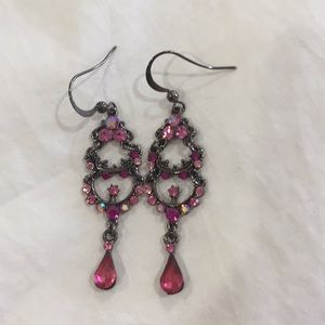 Pink Crystal Drop Earrings